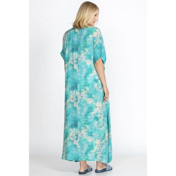 (60% OFF) NWT Calme by Johnny Was Blue Multi V Neck Maxi Kaftan Medium MSRP $175 - Picture 5 of 5